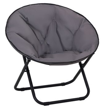 Outsunny Silla de Platillo Plegable, Silla de Luna con Asiento de Tela Oxford y Estructura de Metal, Carga 120 kg, 80x80x75 cm, Gris   Aosom España