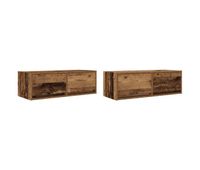 muebles de tv - mesas de tv 2 uds 80x31x255 cm madera ingenieria envejecida