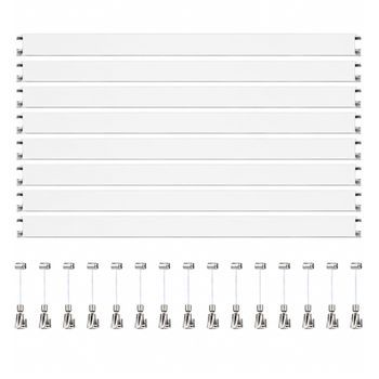 Colgar Cuadros Sin Agujeros Pack 12 Metros Eurohang Guías Aluminio Blanco Mate 150 Cm Con 15 Colgadores Automático Nylon Clips Tapas Tornillos