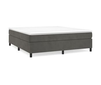 Cama box spring con colchón terciopelo gris oscuro 200x200 cm