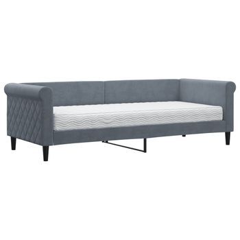 Cama Individual | Cama Para Adultos | Sofá Cama Con Colchón Terciopelo Gris Oscuro 80x200 Cm