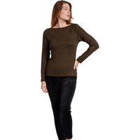 admas camiseta manga larga barca top de manga larga y cuello barco para mujer