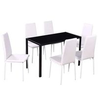 conjunto de mesa de comedor 7 piezas blanco y negro vidaxl