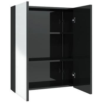Armario De Espejo De Baño Mdf Negro Brillante 60x15x75 Cm Vidaxl