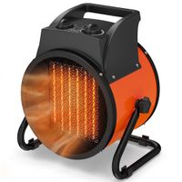 outsunny calefactor electrico ceramico ptc 5000w termostato regulable 3 modos angulo ajustable portatil para 48 r naranja