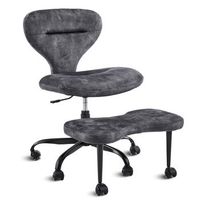 silla de oficina para piernas cruzadas con reposapies retractil y altura ajustable tela gris