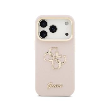 Guess Funda Para Iphone 17 Pro – Carcasa Efecto Granulado Rosa Con Logo Y Soporte, Diseño Funcional Y Ajuste Preciso
