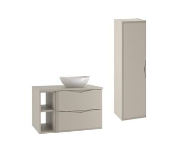 Conjunto de muebles con lavabo individual 80cm 2 compartimientos y columna ellie cachemira