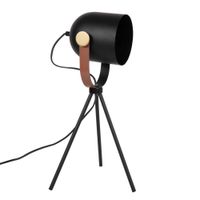 lampara de mesa tripode de acero negro y dorado alt 46 cm