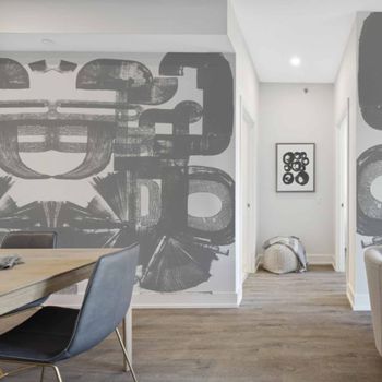 Papel pintado panorámico gráfico, gris 300 x 250cm
