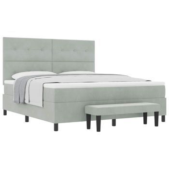Cama Tipo Box Spring Gris Claro 200 X 180 Cm Terciopelo Vidaxl