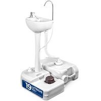 lavamanos portatil serenelife lavabo para camping dispensador de jabon soporte para toalla actividades al aire libre tanque de agua ruedas  ideal para exteriores