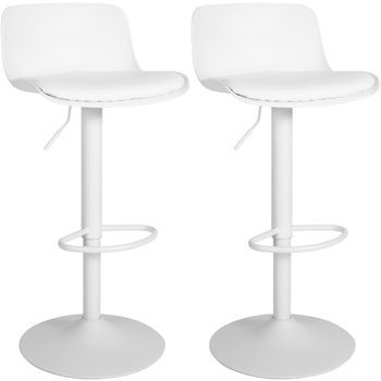 Set De 2 Taburetes De Bar Almada En Polipiel Simil Cuero Blanco 46x43.5x75 Cm Clp