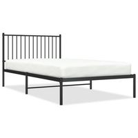 cama individual  cama para adultos  estructura cama sin colchon con cabecero metal negro 107x203 cm