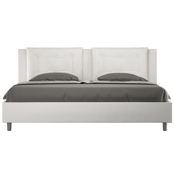 Cama King Size Italiana De Piel Sintética Andry-color Blanco-ropa De Cama 200x200 Cm