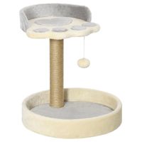 pawhut arbol rascador para gatos altura 44 cm torre de escalada con 2 camas poste de yute juguete colgante gris claro