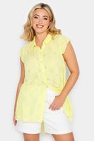 yours blusa amarilla bordada con calados sin mangas  mujer curvy y tallas grandes yours