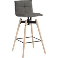teknik spin 6977grey fabric  metal bar stool chair - grey  light wood grey