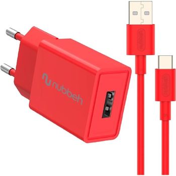 Nubbeh Cargador Pared Bhoot USB-A 10W Rojo + Cable USB A-C