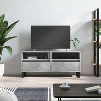 mueble tv  mueble de salon  armario tv madera contrachapada gris hormigon 100x345x445cm cfw777553