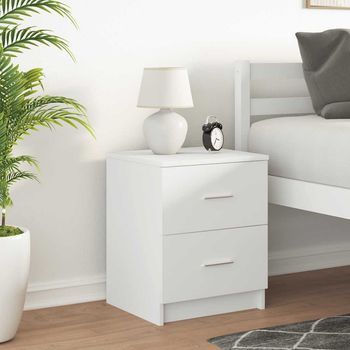 Mesita De Noche - Mueble Para Dormitorio - Madera De Ingeniería - Blanco (40x36x50cm)