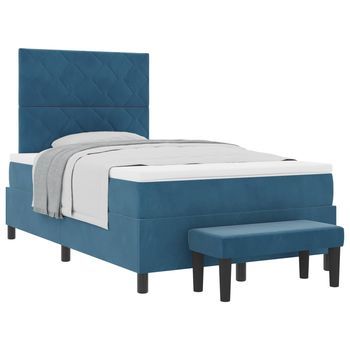 Cama Tapizada 203x120x128 Cm  - Azul