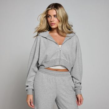 Sudadera de tacto suave con capucha y cremallera integral para mujer de MP - Gris jaspeado - S