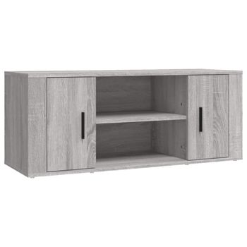 Mueble tv madera contrachapada gris sonoma 100x35x40 cm
