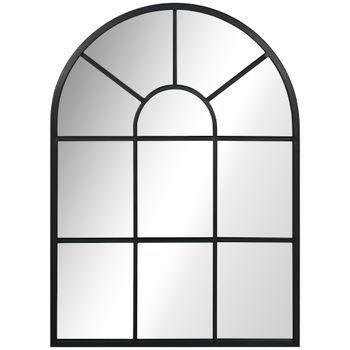 HOMCOM Espejo Decorativo de Pared 50x70cm Espejo de Ventana de Metal para Salón Dormitorio Entrada Estilo Moderno Negro