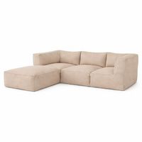 salon de jardin modular de 4 plazas beige en tejido repelente al agua praiano