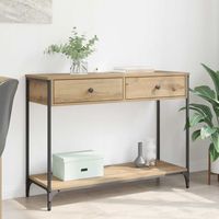 mesa consola - mueble para entrada - madera contrachapada y acero - roble artesanal 100x345x75cm