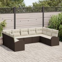 juego de sofas de jardin 9 piezas marron y crema ratan v7849 unico  marron