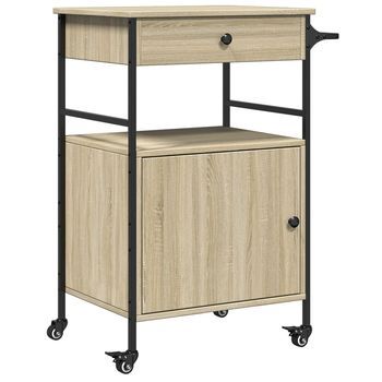 Carrito De Cocina，estantería De Cocina, Carrito De Servir Madera Ingeniería Roble Sonoma 56x43x89,5 Cm