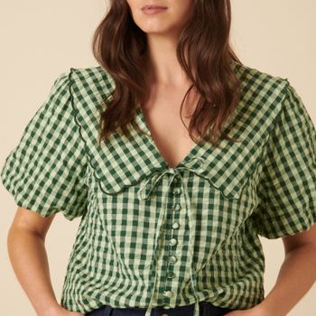 Nobody's Child Birdie Organic Cotton-Gingham Blouse - UK 6