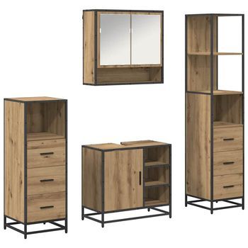 Juego De Muebles De Baño 4 Uds. Roble Artisan 65 X 33 X 60 Cm Vidaxl