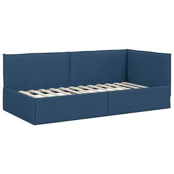 Estructura De Cama En Esquina Azul 80 X 200 Cm Tela