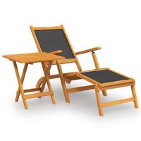 silla de jardin  silla de exterior  sillon jardin con reposapies y mesa madera acacia y textilene