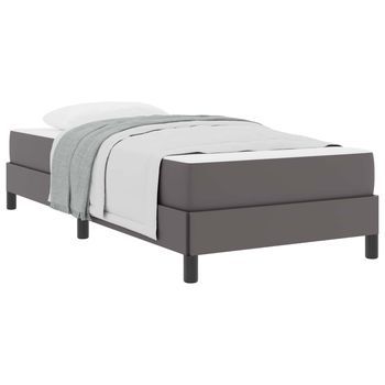 Cama Individual | Cama Para Adulto | Estructura De Cama Con Colchón Gris 100 X 200 Cm Tela