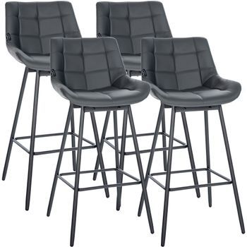 Juego De 4 Taburetes De Bar Weston Giratorios Simil Cuero Gris 56x49x105 Cm Clp