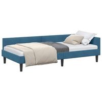 cama individual  cama para adulto  estructura de cama en esquina azul 90 cm x 190 cm terciopelo