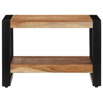 Mesa De Centro 60x60x40 Cm Madera Maciza De Acacia Y Hierro Con Recubrimiento En Polvo - Marrón