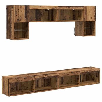 Unidades De Tv De Pared Con Led 6 Uds | Mueble De Salón | Gabinete De Tv Madera Vieja