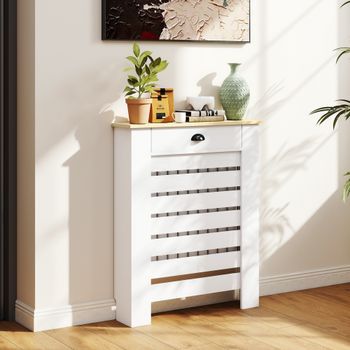 Cubre Radiadores De Mdf Melamina De Madera Homcom 78x19x95,5cm Blanco
