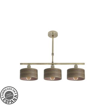 FABRILAMP Lampara Gilda 3xe14 Cuero/madera Oscura Regx55x14 Cm