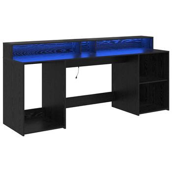 Escritorio Roble Negro 200 X 55 X 91 Cm Madera De Ingeniería Vidaxl