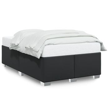 Cama De Matrimonio | Cama De Adulto | Estructura De Cama Sin Colchón Cuero Sintético Negro 120x200 Cm