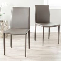 set de 2 sillas de comedor en cuero aglomerado gris