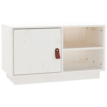 Mueble Tv | Mueble De Salón | Armario Tv De Madera Maciza De Pino Blanco 70x34x40 Cm