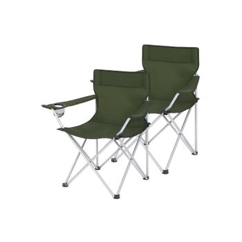 Sillas de Camping de Exterior Apoyabrazos Bolsillo para Tazas Portátil, Verde Militar