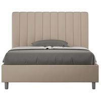 cama tapizada de diseno italiano 140x190 cm imitacion piel cafe con leche nighty-opcion con base y sin caja